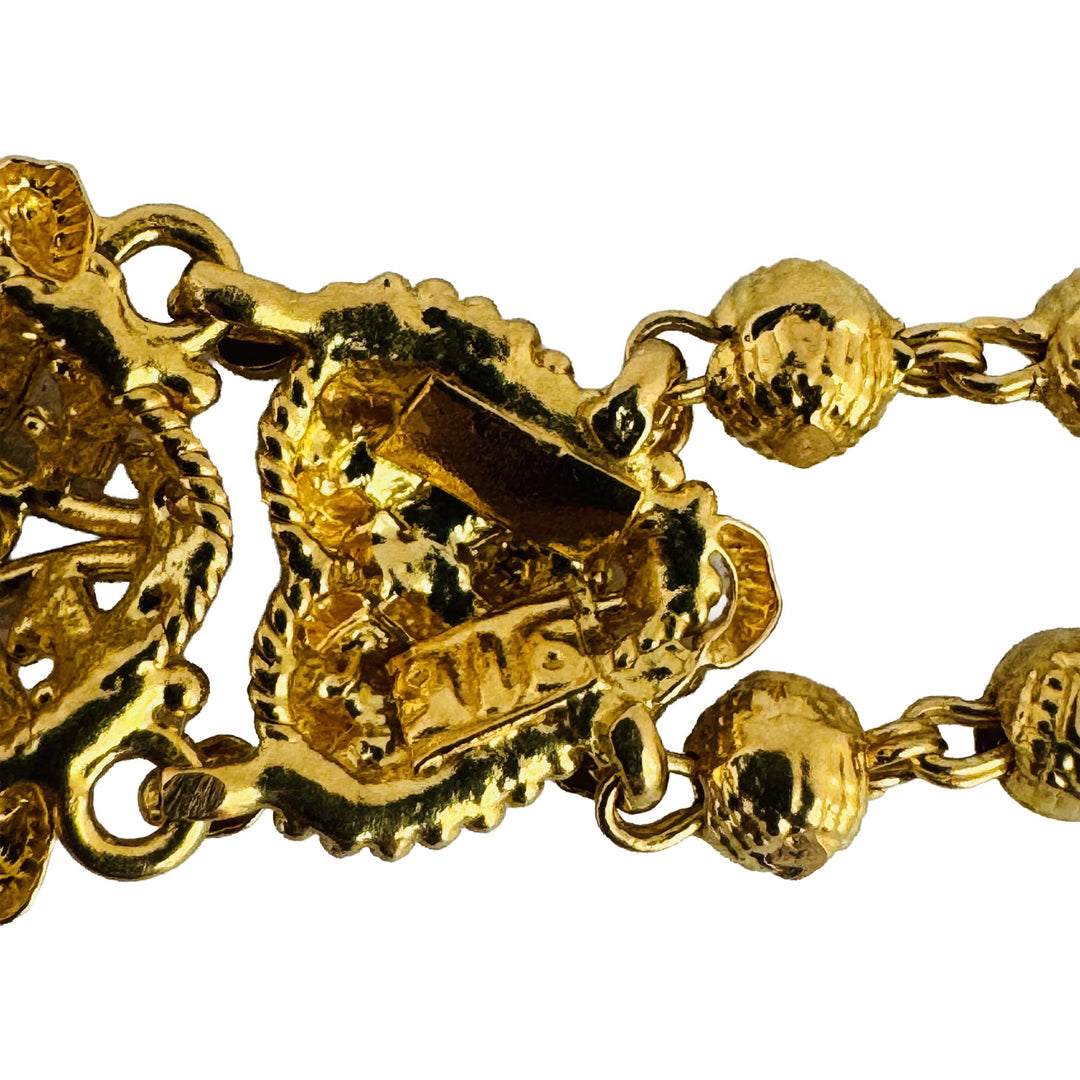 22k Yellow Gold 13.5g Indian Fancy Link Ornate Drop Pendant Necklace 16"