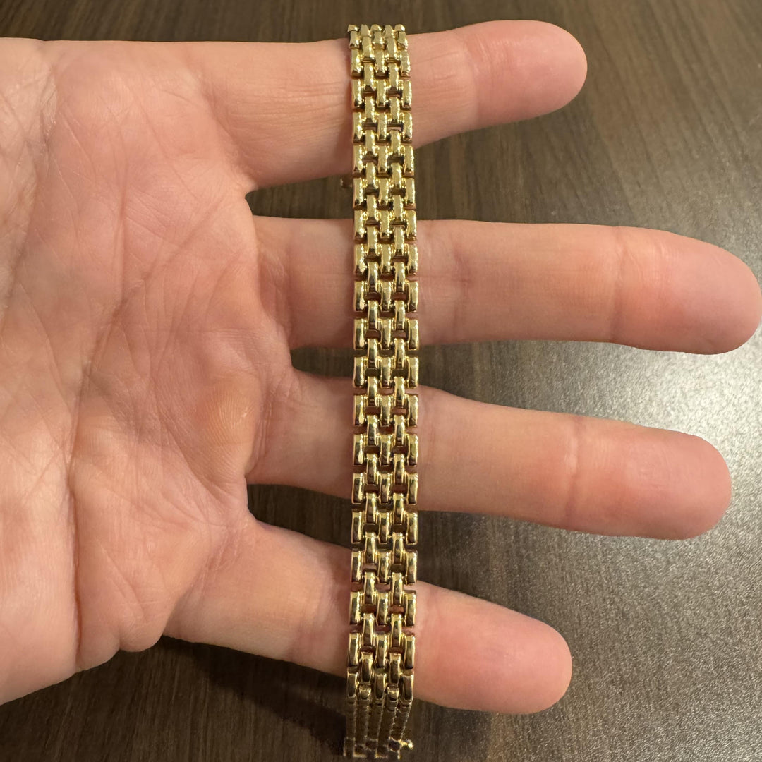 14k Yellow Gold 20.2g Vintage 10.5mm Panther Link Bracelet Italy 8"