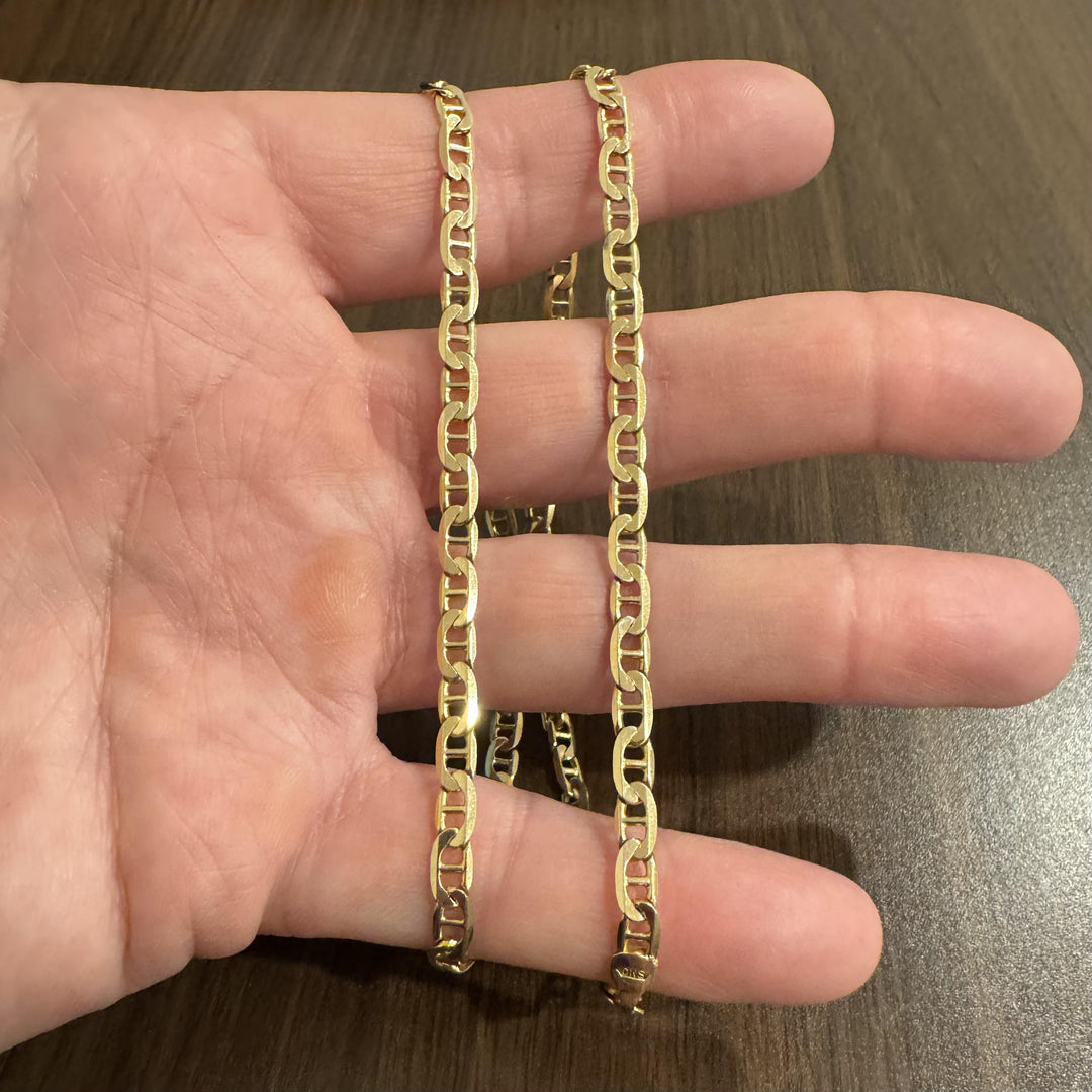 14k Yellow Gold 17.2g Solid Men's 4mm Mariner Link Chain Necklace Italy 21"