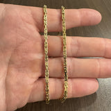 14k Yellow Gold 23.4g Solid Thin 2.5mm Squared Byzantine Link Necklace Italy 18"
