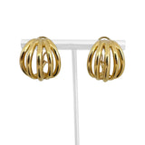 14k Yellow Gold 13.3g Ladies Open Ribbed Huggie Earrings 1"