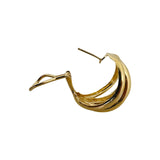 14k Yellow Gold 13.3g Ladies Open Ribbed Huggie Earrings 1"