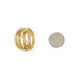 14k Yellow Gold 13.3g Ladies Open Ribbed Huggie Earrings 1"