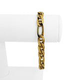14k Yellow Gold 21.3g Semi Solid 8.5mm Vintage Figaro Link Bracelet Italy 8.5"