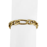 14k Yellow Gold 21.3g Semi Solid 8.5mm Vintage Figaro Link Bracelet Italy 8.5"