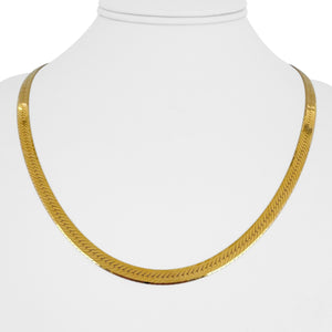 14k Yellow Gold 12.9g Solid 4.5mm Herringbone Link Necklace Italy 20"