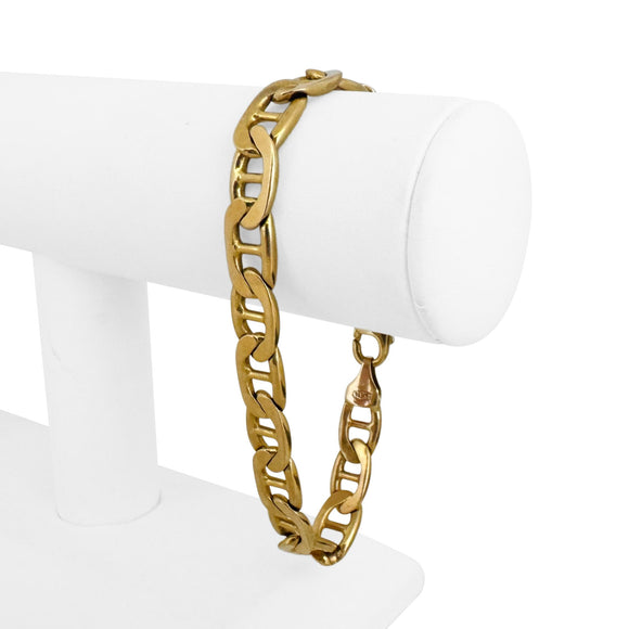 14k Yellow Gold 35.9g Solid Men's 9mm Mariner Link Bracelet Italy 8.75