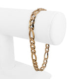 14k Rose Gold 24.3g Solid Men's 7mm Figaro Link Bracelet Italy 8.25"