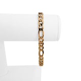 14k Rose Gold 24.3g Solid Men's 7mm Figaro Link Bracelet Italy 8.25"
