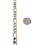 14k Rose Gold 24.3g Solid Men's 7mm Figaro Link Bracelet Italy 8.25"