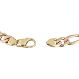 14k Rose Gold 24.3g Solid Men's 7mm Figaro Link Bracelet Italy 8.25"