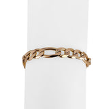 14k Rose Gold 24.3g Solid Men's 7mm Figaro Link Bracelet Italy 8.25"
