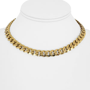 14k Yellow Gold 34.7g Semi Solid Ladies Cuban Link Chain Necklace 15"