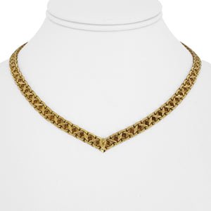 14k Yellow Gold 33.3g Solid Vintage V Drop Bismark Link Necklace Italy 16"