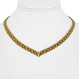 14k Yellow Gold 33.3g Solid Vintage V Drop Bismark Link Necklace Italy 16"