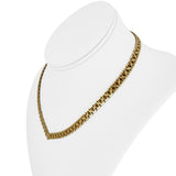 14k Yellow Gold 33.3g Solid Vintage V Drop Bismark Link Necklace Italy 16"