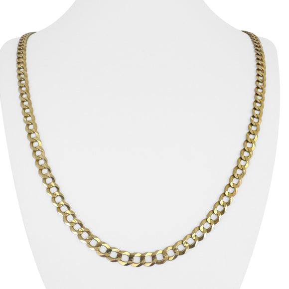 14k Yellow Gold 23g Solid Flat 5.5mm Curb Link Chain Necklace 24
