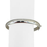 14k White Gold and Diamond 56g Solid Very Heavy Bangle Bracelet 7.75"