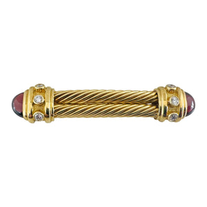 David Yurman 18k Yellow Gold Diamond and Cabochon Amethyst Brooch Tie Pin