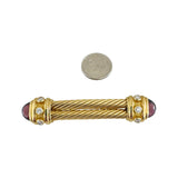 David Yurman 18k Yellow Gold Diamond and Cabochon Amethyst Brooch Tie Pin