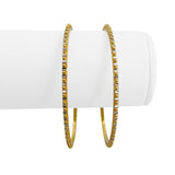Pair of 22k Gold Solid 23.9g Two Tone Fancy Beaded Bangle Bracelets 7.25"