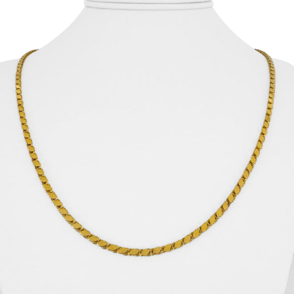 21k Yellow Gold 13.9g Fancy Closed Curb Link Chain Necklace 22