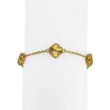 21k Yellow Gold 8.5g Solid Clover Station Link Bracelet 7.5"