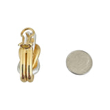 18k Yellow and White Gold 22.3g Heavy Knot Earrings Italy 1.4"