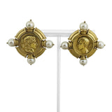SeidenGang 18k Yellow Gold and Pearls Heavy Vintage Athena Ear Clips