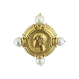 SeidenGang 18k Yellow Gold and Pearls Heavy Vintage Athena Ear Clips