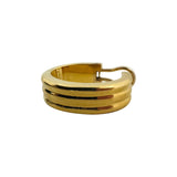 18k Yellow Gold 10g Ladies Polished Ribbed Hoop Earrings Italy 1"
