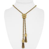 14k Yellow Gold 52g Vintage Opal Lariat Tassel Rope Necklace 16"
