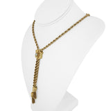 14k Yellow Gold 52g Vintage Opal Lariat Tassel Rope Necklace 16"