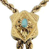 14k Yellow Gold 52g Vintage Opal Lariat Tassel Rope Necklace 16"