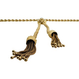14k Yellow Gold 52g Vintage Opal Lariat Tassel Rope Necklace 16"