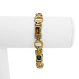 14k Yellow Gold 19g Ladies Vintage Multi Gemstone Link Bracelet 7.25"