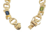 14k Yellow Gold 19g Ladies Vintage Multi Gemstone Link Bracelet 7.25"