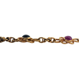 19k Portuguese Yellow Gold 28.2g Solid Cabochon Sapphire and Ruby Bracelet 7.5"