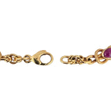 19k Portuguese Yellow Gold 28.2g Solid Cabochon Sapphire and Ruby Bracelet 7.5"
