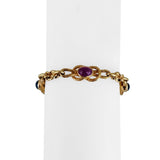 19k Portuguese Yellow Gold 28.2g Solid Cabochon Sapphire and Ruby Bracelet 7.5"