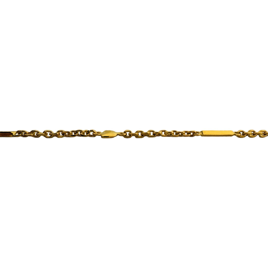 24k Pure Yellow Gold 17g Solid Heart Bar and Cable Link Chain Necklace 20"
