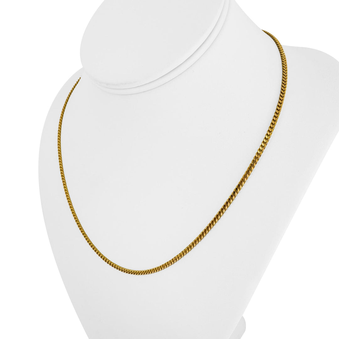 22k Yellow Gold 12.5g Solid Thin 2.5mm Curb Link Chain Necklace 18.5"