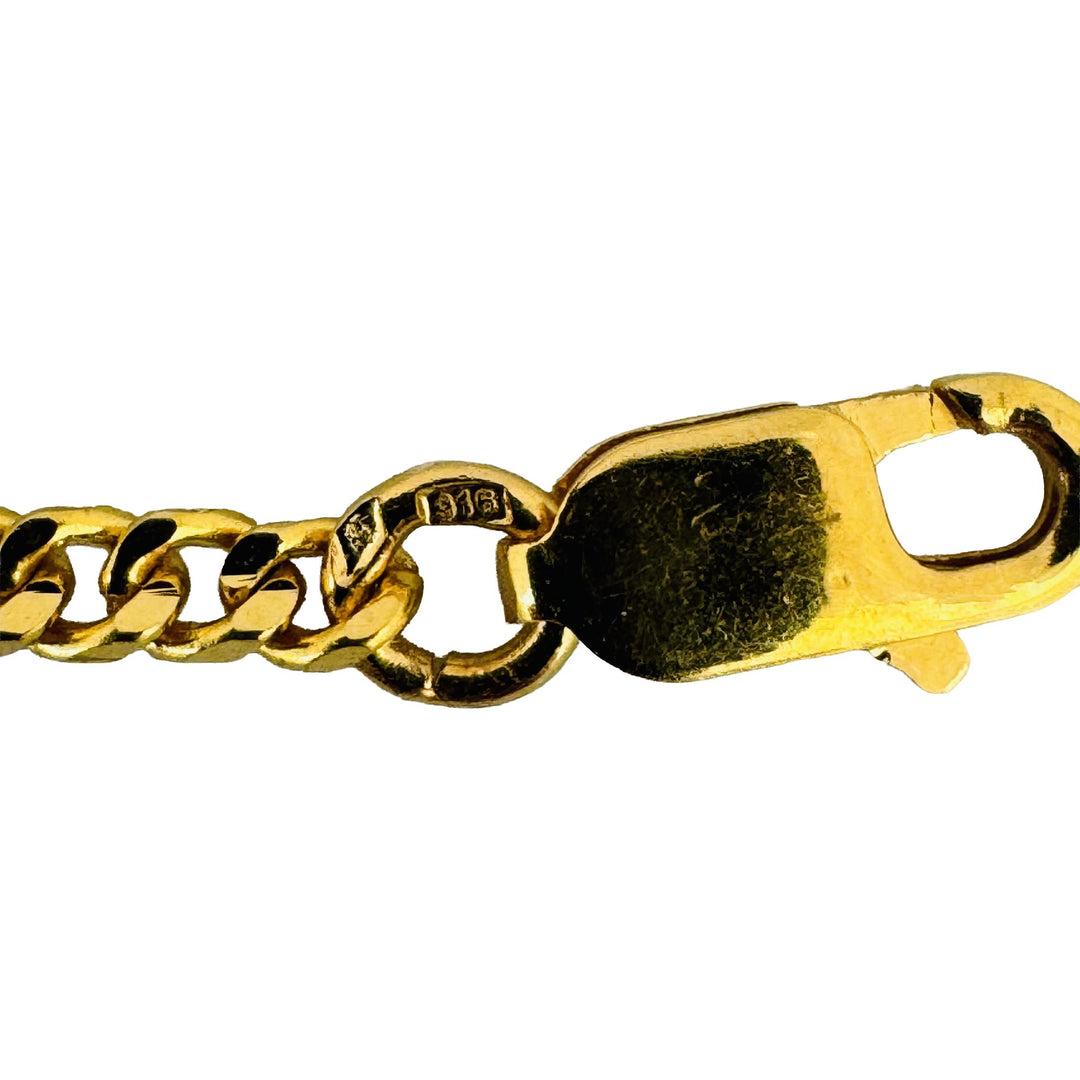 22k Yellow Gold 12.5g Solid Thin 2.5mm Curb Link Chain Necklace 18.5"