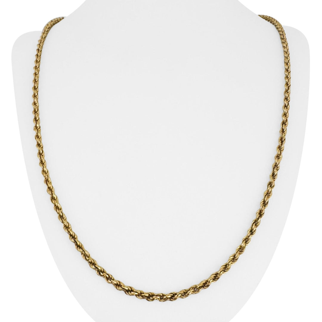18k Yellow Gold 9g Hollow Vintage 3.5mm Rope Chain Necklace Italy 25"