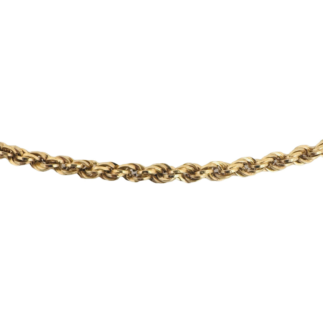 18k Yellow Gold 9g Hollow Vintage 3.5mm Rope Chain Necklace Italy 25"