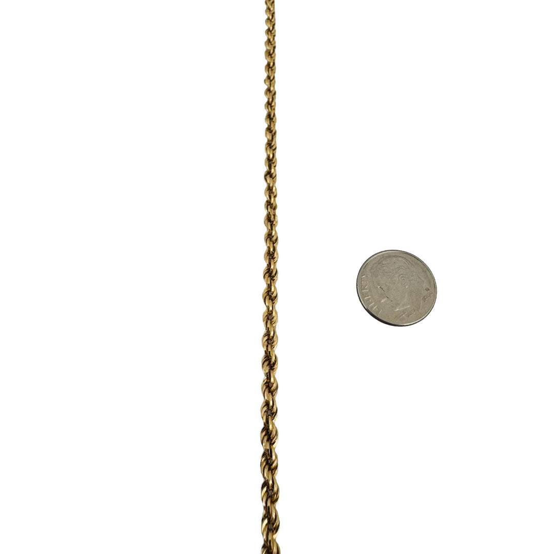 18k Yellow Gold 9g Hollow Vintage 3.5mm Rope Chain Necklace Italy 25"