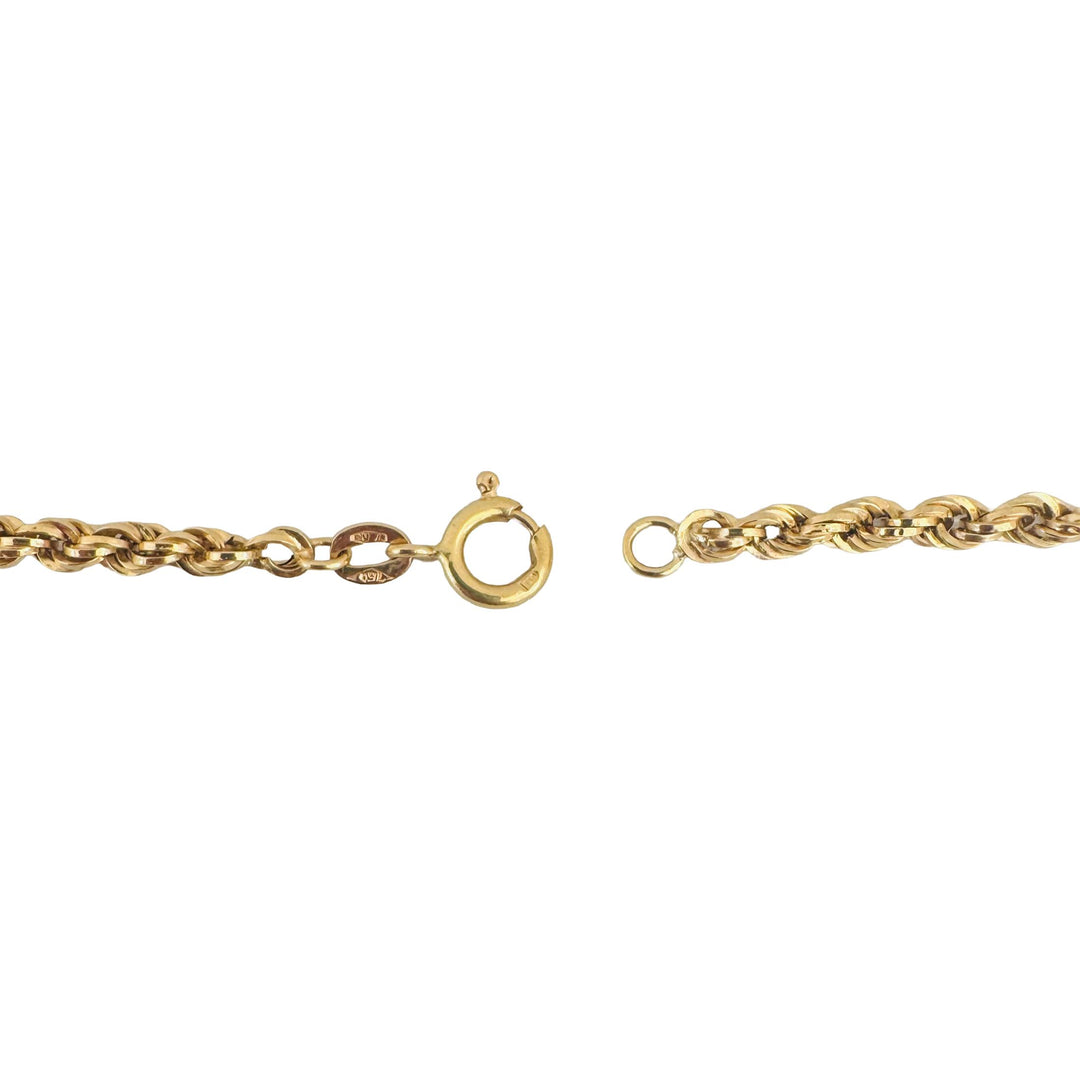 18k Yellow Gold 9g Hollow Vintage 3.5mm Rope Chain Necklace Italy 25"