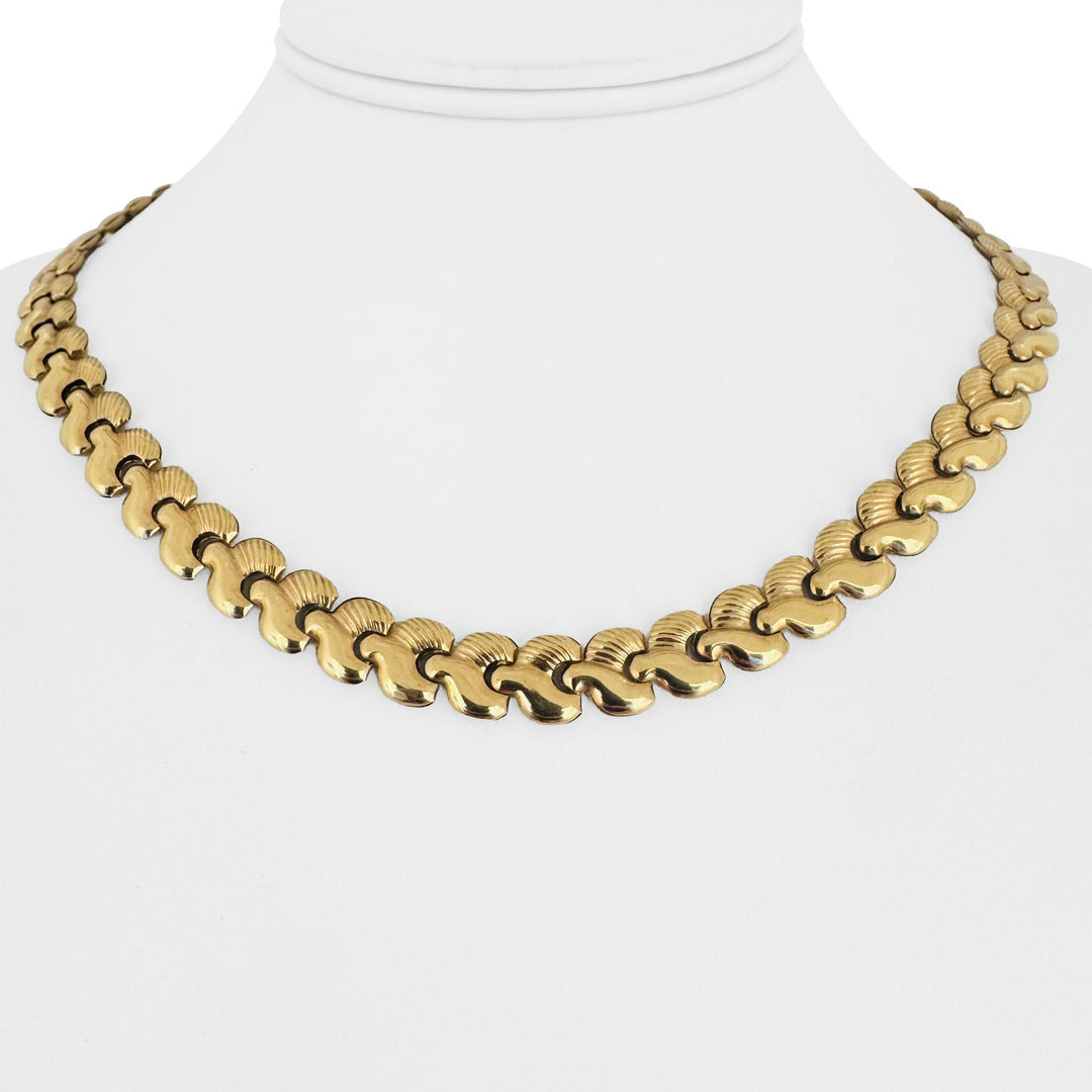 18k Yellow Gold 21.3g Vintage Ladies 9mm Fancy Link Necklace Italy 18"
