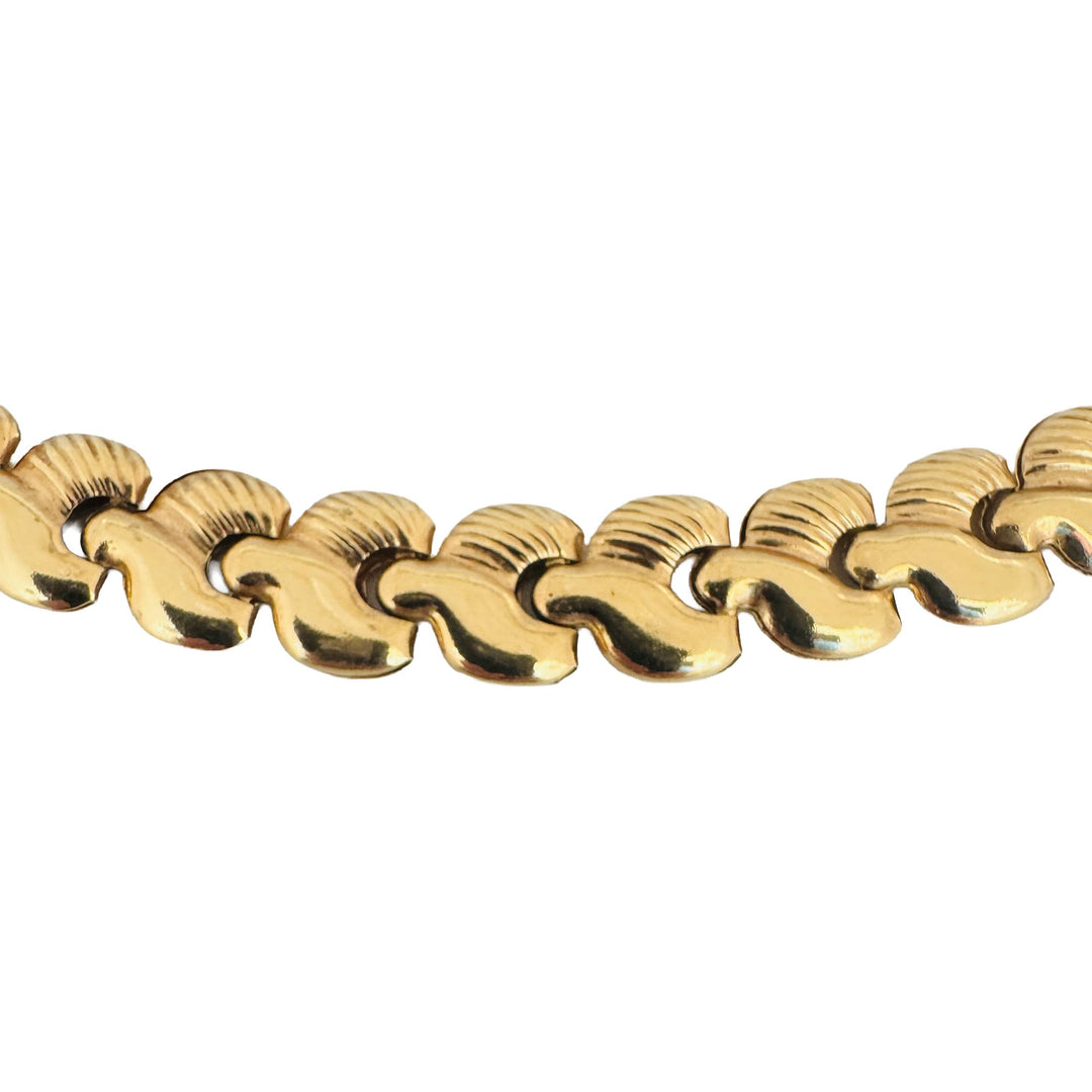 18k Yellow Gold 21.3g Vintage Ladies 9mm Fancy Link Necklace Italy 18"