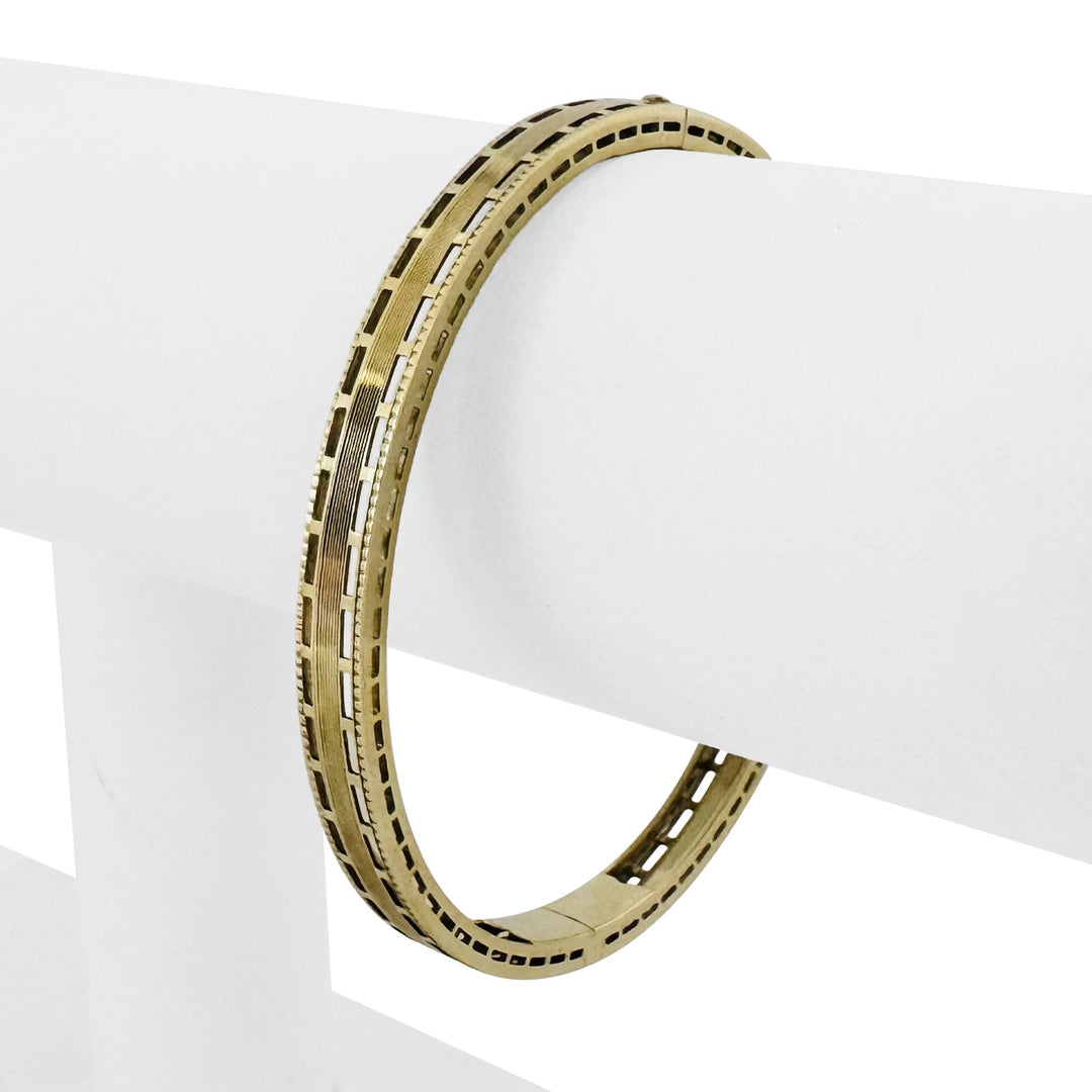 14k Yellow Gold 12g Solid Vintage 6mm Fancy Bangle Bracelet 7"